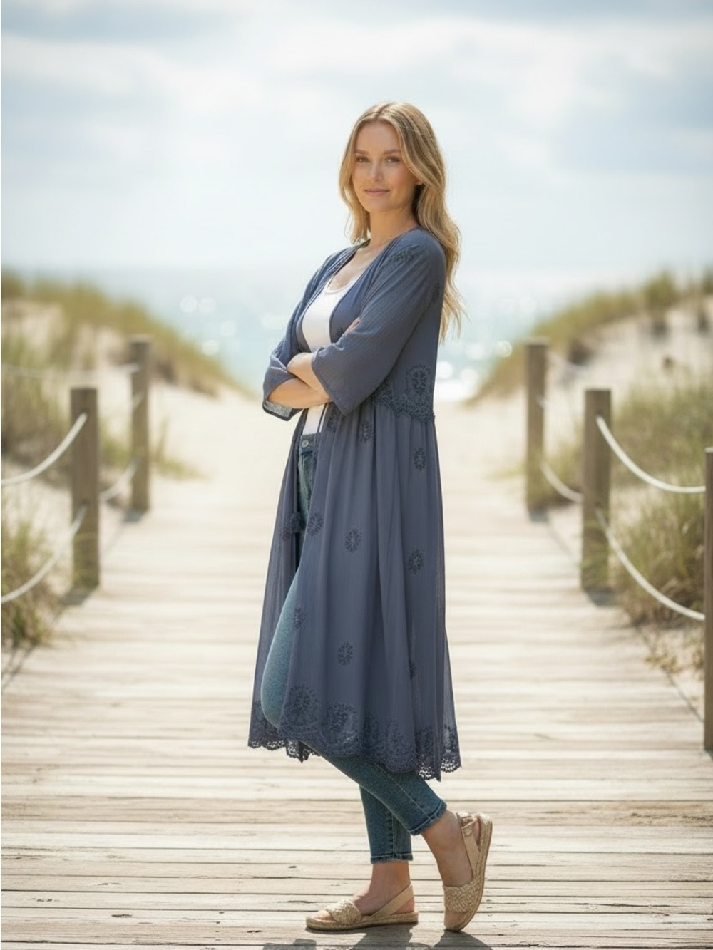 American Eagle Blue Long Kimono - Picture 16 of 16